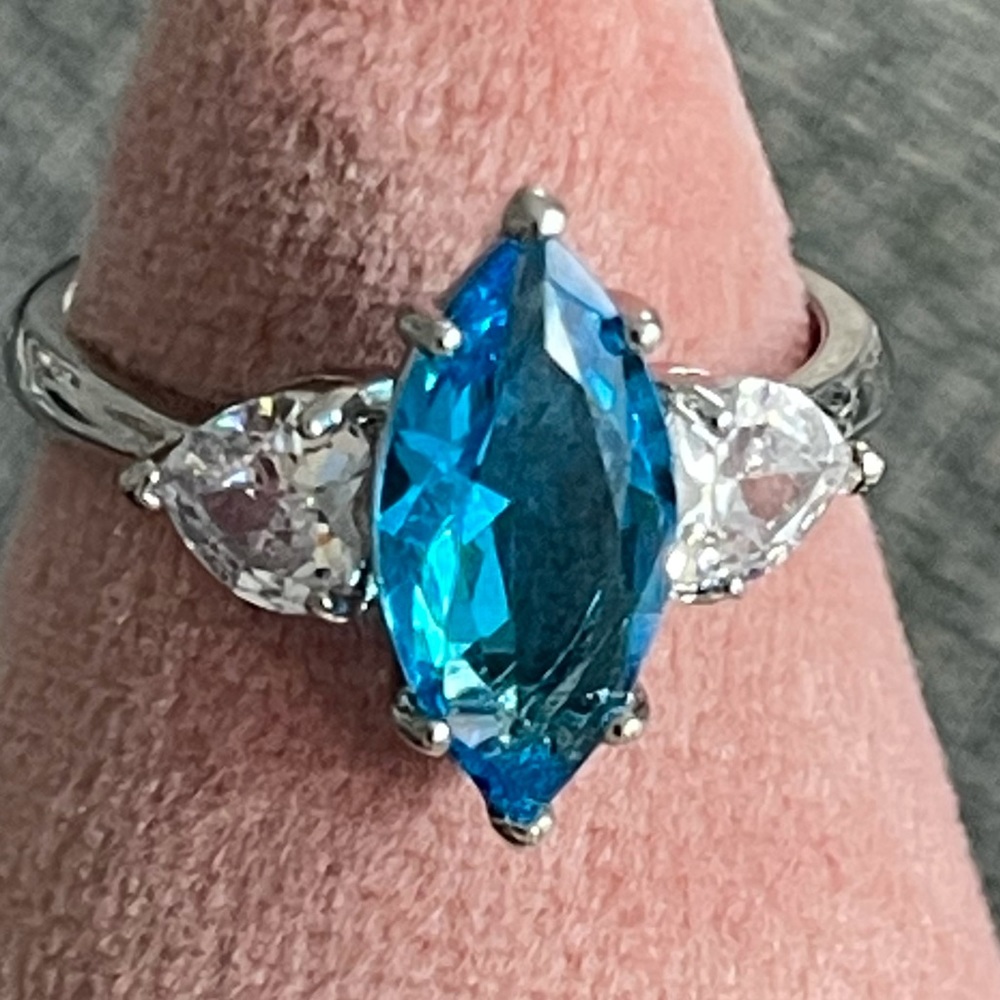 925 S/S Marquise shape blue Zircon Fashion ring